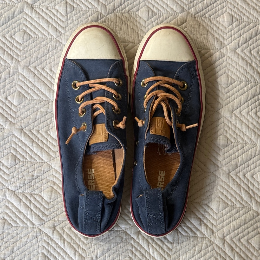 Converse Dark Blue Sneakers with Tan Accents